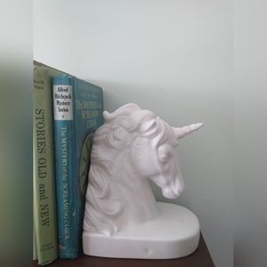 Snow white ceramic UNICORN bookend